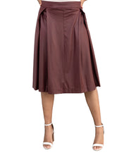 Load image into Gallery viewer, Burgundy midi A-frame bell skirt