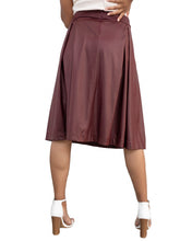 Load image into Gallery viewer, Burgundy midi A-frame bell skirt