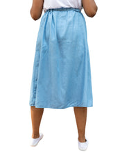 Load image into Gallery viewer, Sky Blue Double Button Midi Skirt