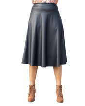 Load image into Gallery viewer, Black Midi Faux Leather Skirt
