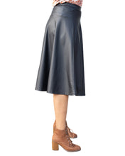 Load image into Gallery viewer, Black Midi Faux Leather Skirt