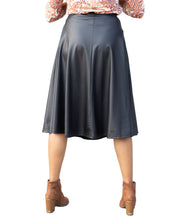 Load image into Gallery viewer, Black Midi Faux Leather Skirt