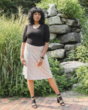 Load image into Gallery viewer, Midi Tan Checkered Skirt