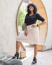 Load image into Gallery viewer, Midi Tan Checkered Skirt