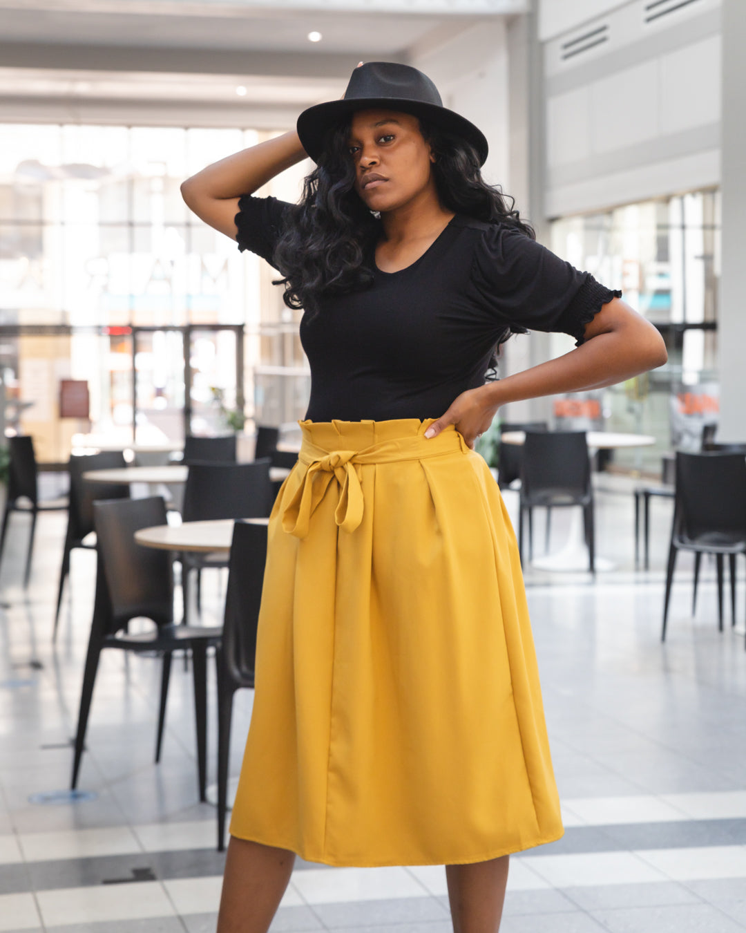 Mustard Midi Skirt Outfit 2024