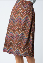 Load image into Gallery viewer, Brown Tribal Midi A-Frame Skirt
