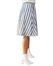 Load image into Gallery viewer, Grey and White Stripped Midi A-frame Skirt
