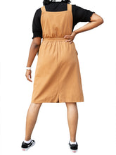 Load image into Gallery viewer, Brown Midi Overall Dress
