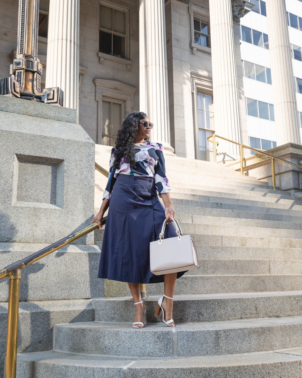 Navy Blue Double Breasted Maxi Skirt