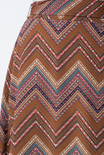 Load image into Gallery viewer, Brown Tribal Midi A-Frame Skirt
